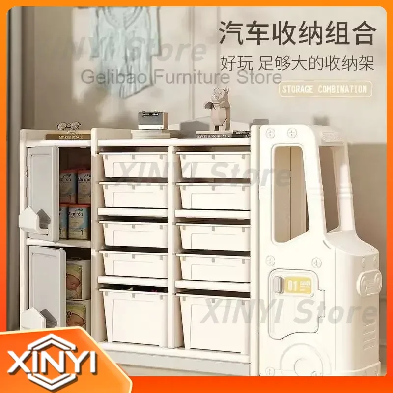 Toy Picture Book Storage for Children Floor Shelf Building Blocks Plastic Storage Cabinet Car Clutter Organizer Basket