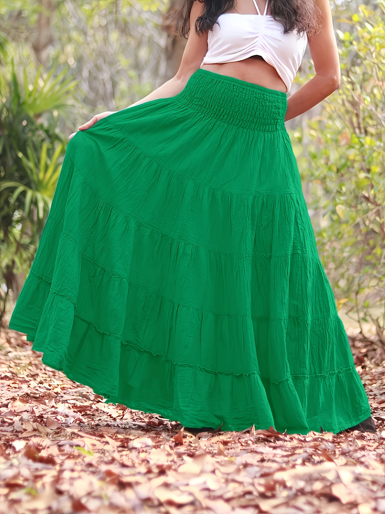 New foreign trade Bohemia spring summer autumn solid color leisure vacation beach skirt