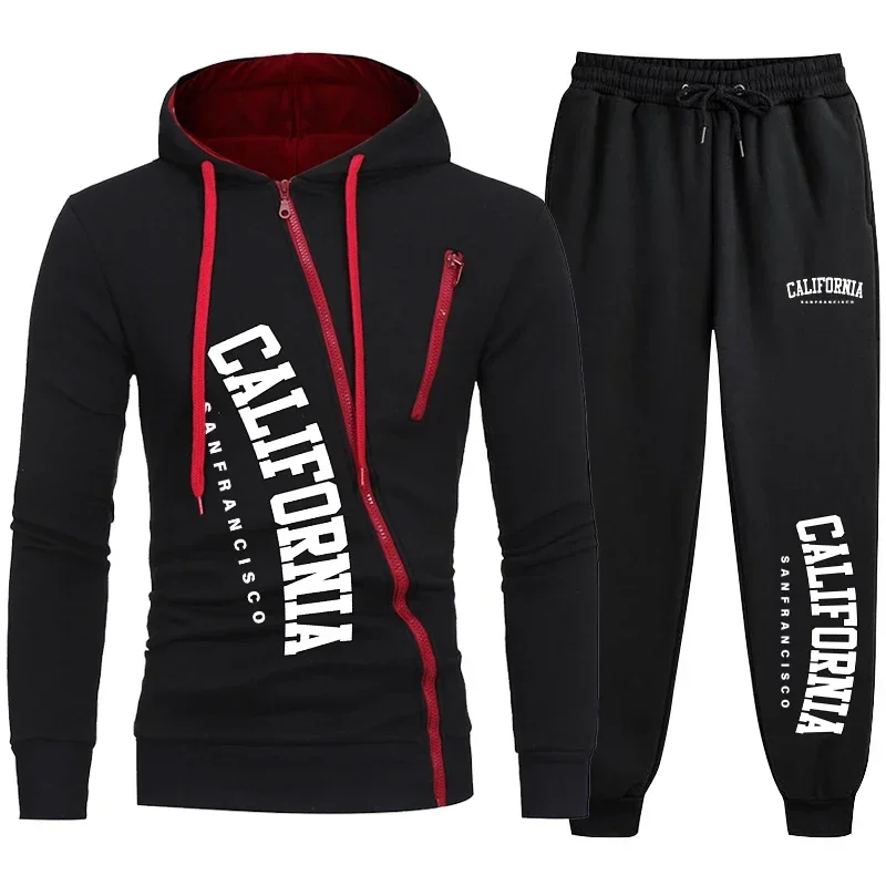 2024 männliche Hoodie Hose 2 Stück Jogging Sporta nzug lässig Trainings anzug Männer Kapuze Sweatshirt Outfit Frühling Herbst Herren Sets Sportswear