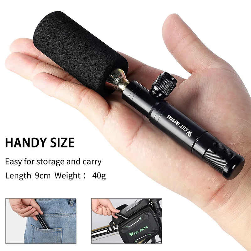 2 In1 Mini Bike Pump Cycling Tubeless Tire Repair Tool Presta & Schrader Valve CO2 Portable MTB Bicycle Air Pump For Bicycle