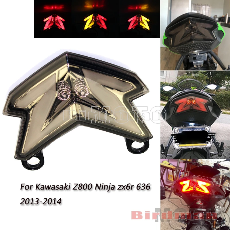 

Motorbike Smoke LED Amber Turn Signal Light Rear Brake Stop Taillight Tail Lamp For Kawasaki Z800 NINJA ZX-6R 636 ZX6R 2013 2014