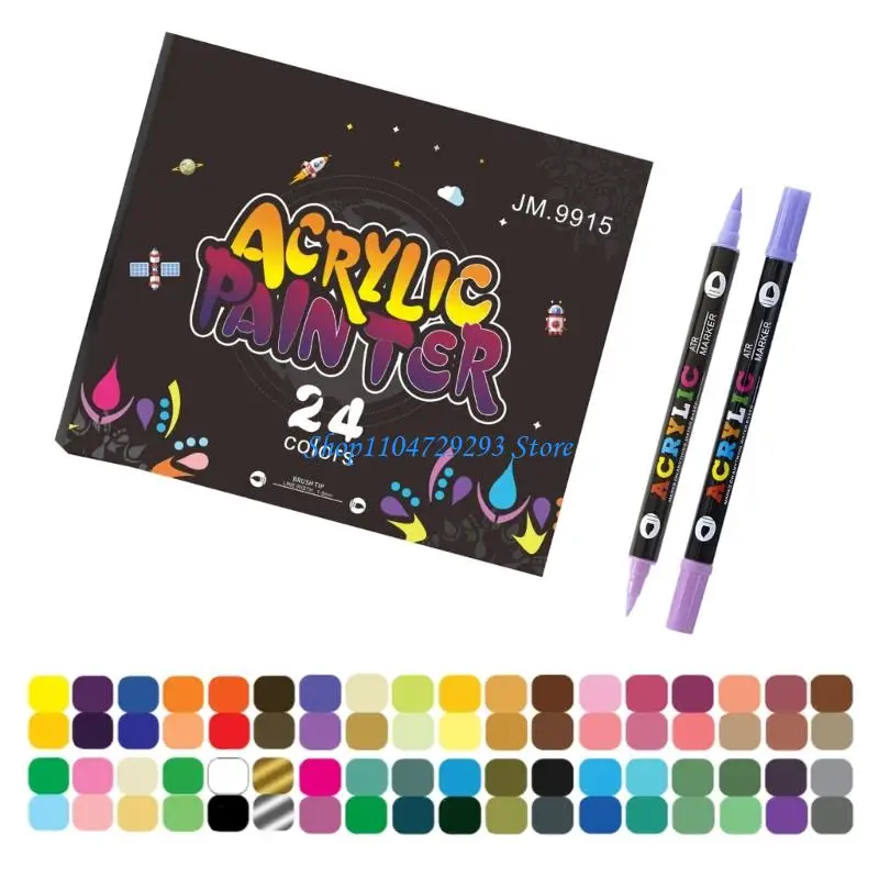 Y2GD Double Ended Brush Tip Marker Double Headed Acrylic Paint Pen for Card Making