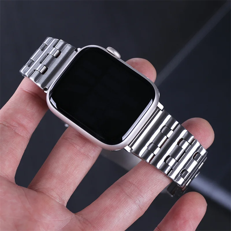 Tali logam untuk jam tangan Apple seri 10 9 8 7 SE 46mm 42mm 45mm 41mm 38 40 44mm gelang baja tahan karat untuk iWatch Ultra 2 49mm