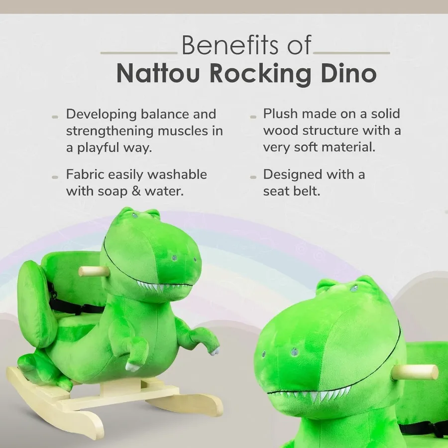 Hobbelpaard Dierendinosaurus voor kinderen van 10-36 maanden, 25 x 13 x 18 inch