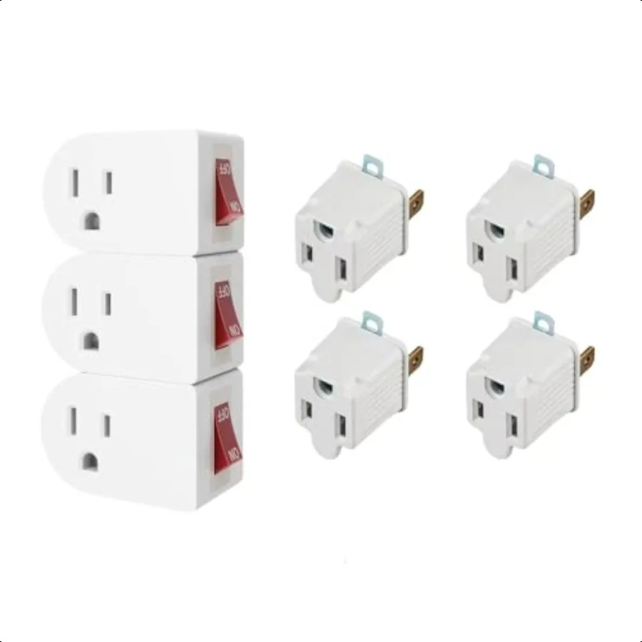 

Two different adapters Grounded Outlet Wall Tap Adapter with On Off Power Switch and 3Prong to 2 Prong Outlet Plug Adapter Grou