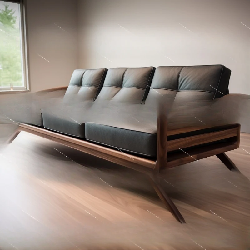 

Black walnut sofa new Chinese Arhat bed collapse bed living room solid wood sofa simple modern chaise longue furniture