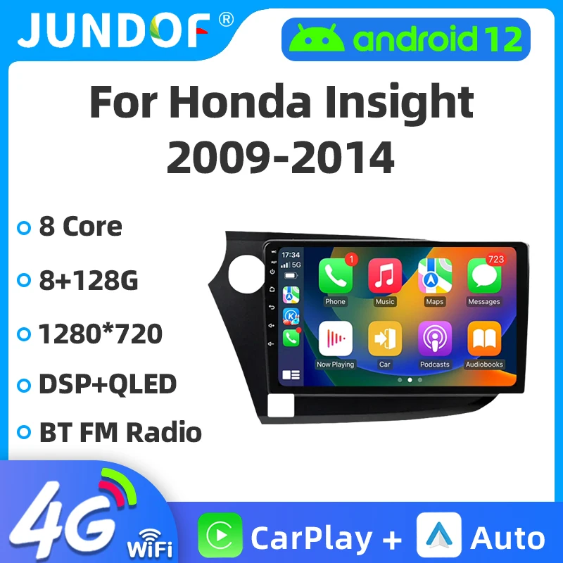 

Jundof 2DIN Android 12 radio For HONDA INSIGHT 2009-2014 Car stereo Multimedia Player Carplay Auto GPS Navigation 8GB+128GB