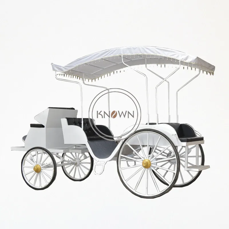 

Hot Selling 4 Wheels Princess Horse Carriage Trailer Classical Wedding Shooting Props Electric Carriage Wagon Cart