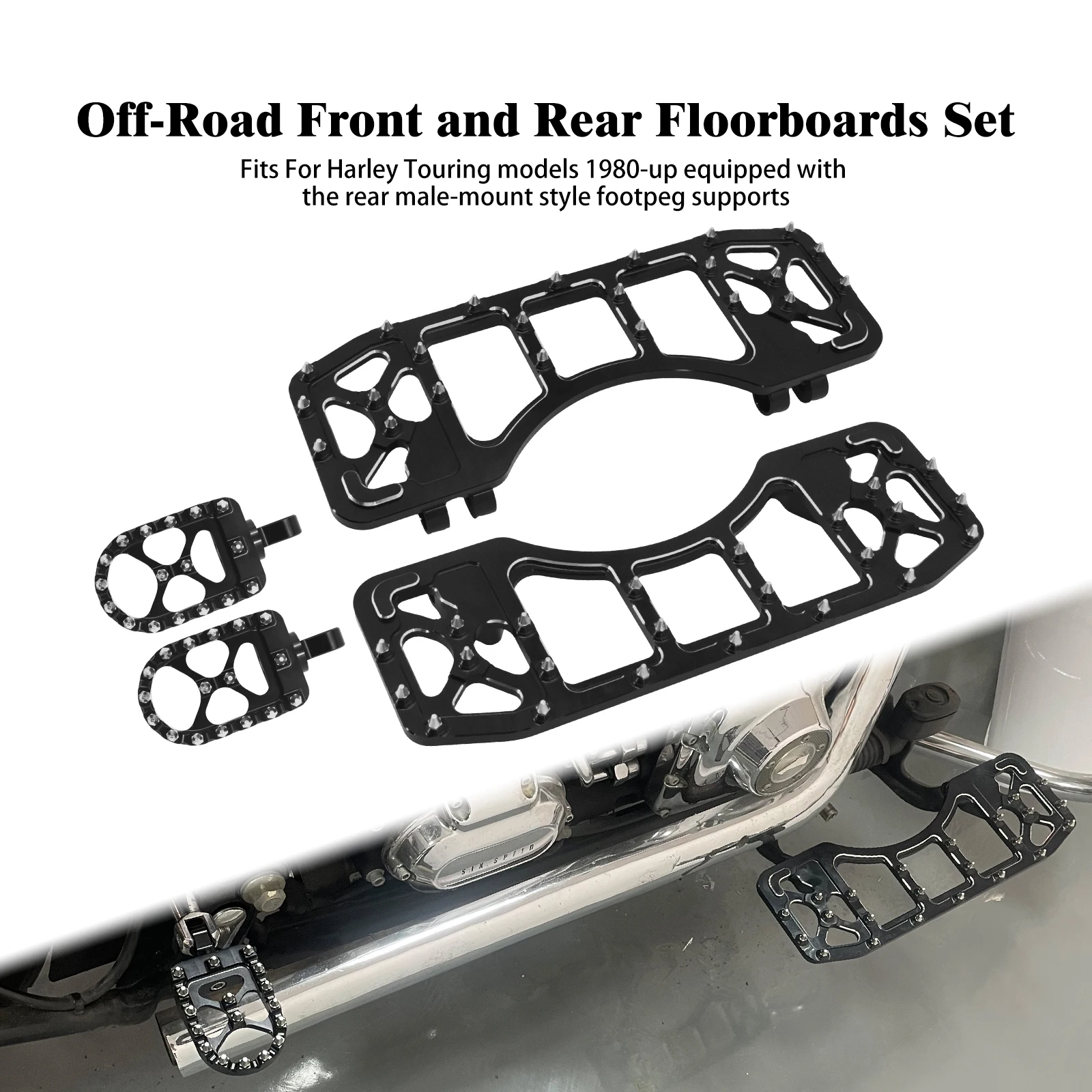 

Motorcycle Driver Passenger Floorboard Front Footpeg Rear Footrest For Harley Touring Street Electra Road Glide FLHR Softail FLD