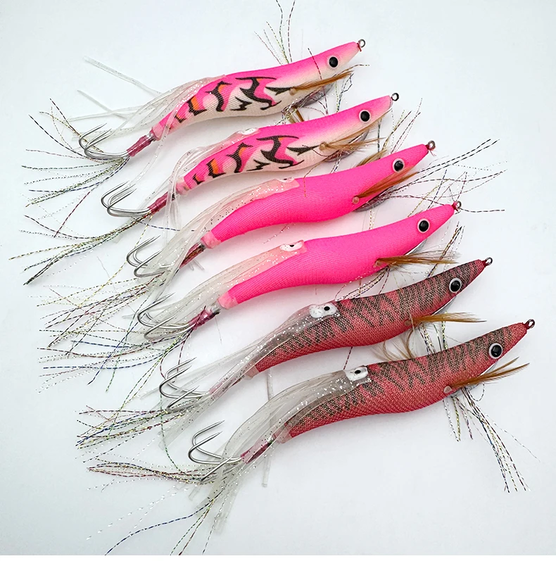 ShareShark 3.5 Holz-Garnelen-Tintenfisch-Jig-Köder UV-Leuchtend Simulierter Künstlicher Garnelenköder Tintenfisch Oktopus Salzwasser-Angelzubehör – Detail 7