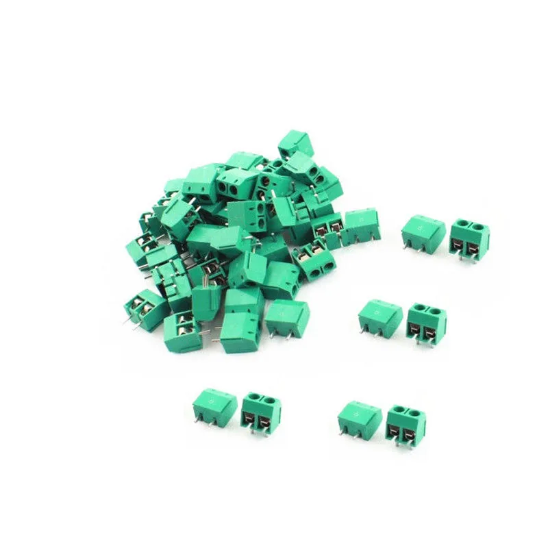 20PCS/LOT KF301-2P KF301-5.0-2P KF301 Screw 2Pin 5.0mm Straight Pin PCB Screw Terminal Block Connector green