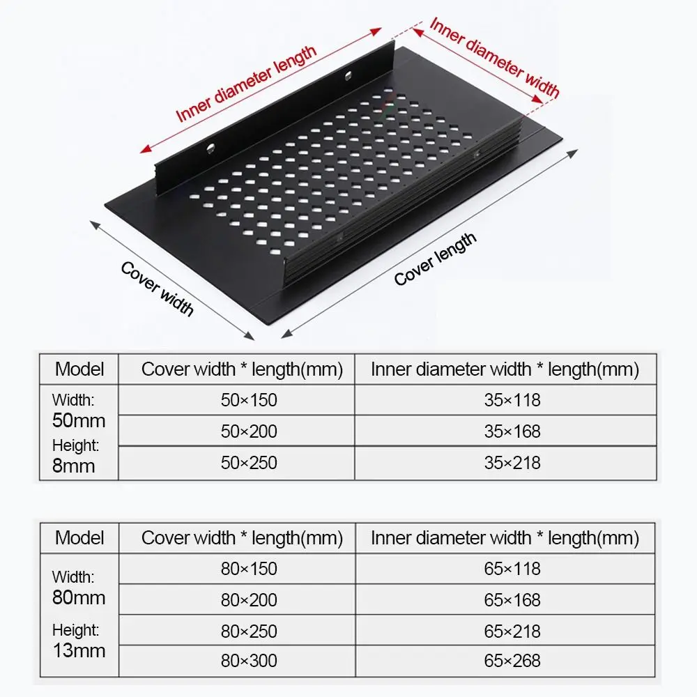 2pcs/set Aluminum Alloy Vents Cover Rectangle Louver Air Vent Decor 50/80mm Wide Breathable Mesh Hole Ornaments image 6