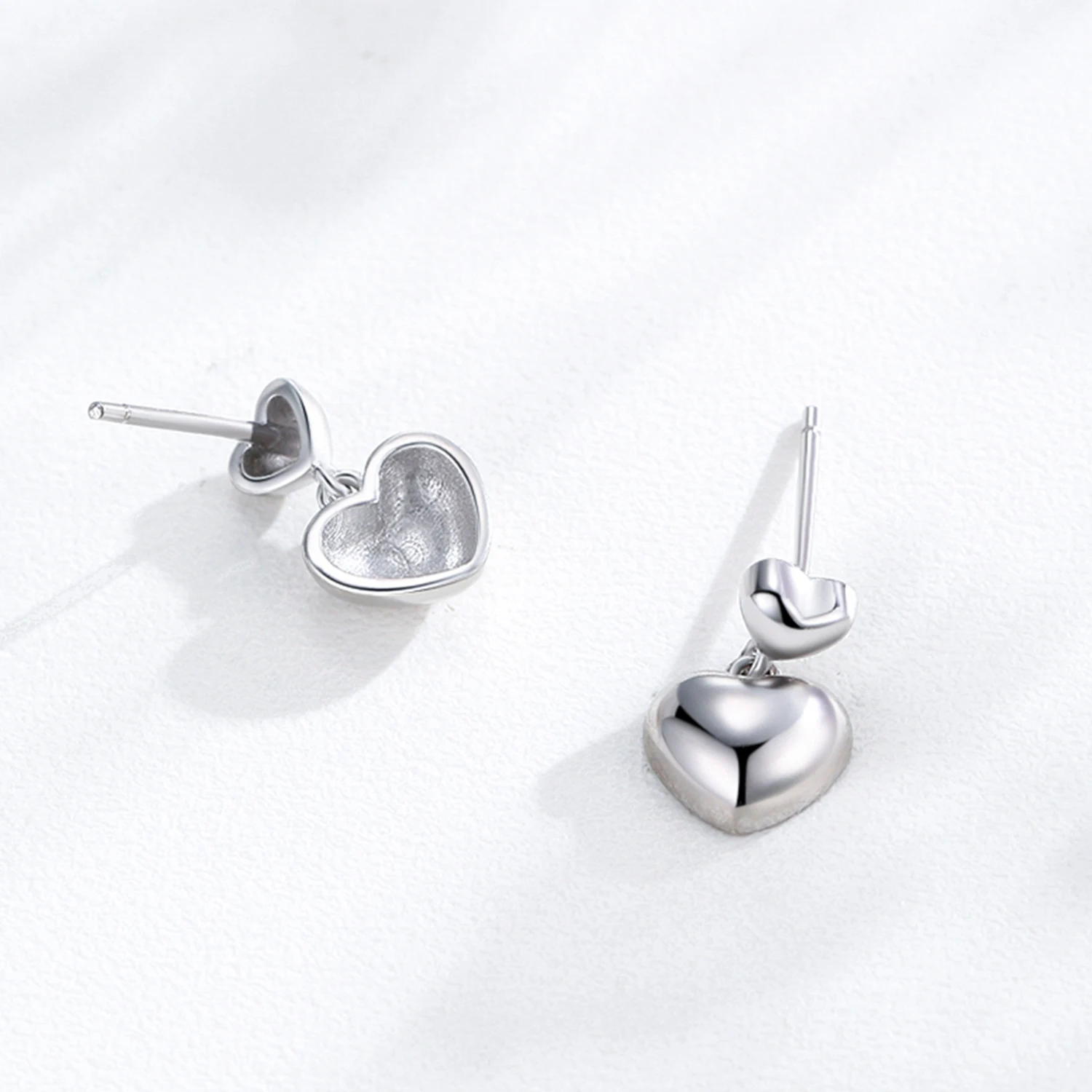 Ailmay-Boucles d'oreilles pendantes en forme de cœur pour femme, argent regardé 925 véritable, bijoux créatifs, cadeau simple et décontracté, forme d'amour