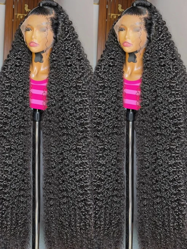 

300% Высокая плотность 13x6 360 Full HD Вьющиеся парики из натуральных волос на кружеве спереди Предварительно выщипанные бразильские 40 46 дюймов Свободные глубокие волнистые фронтальные парики