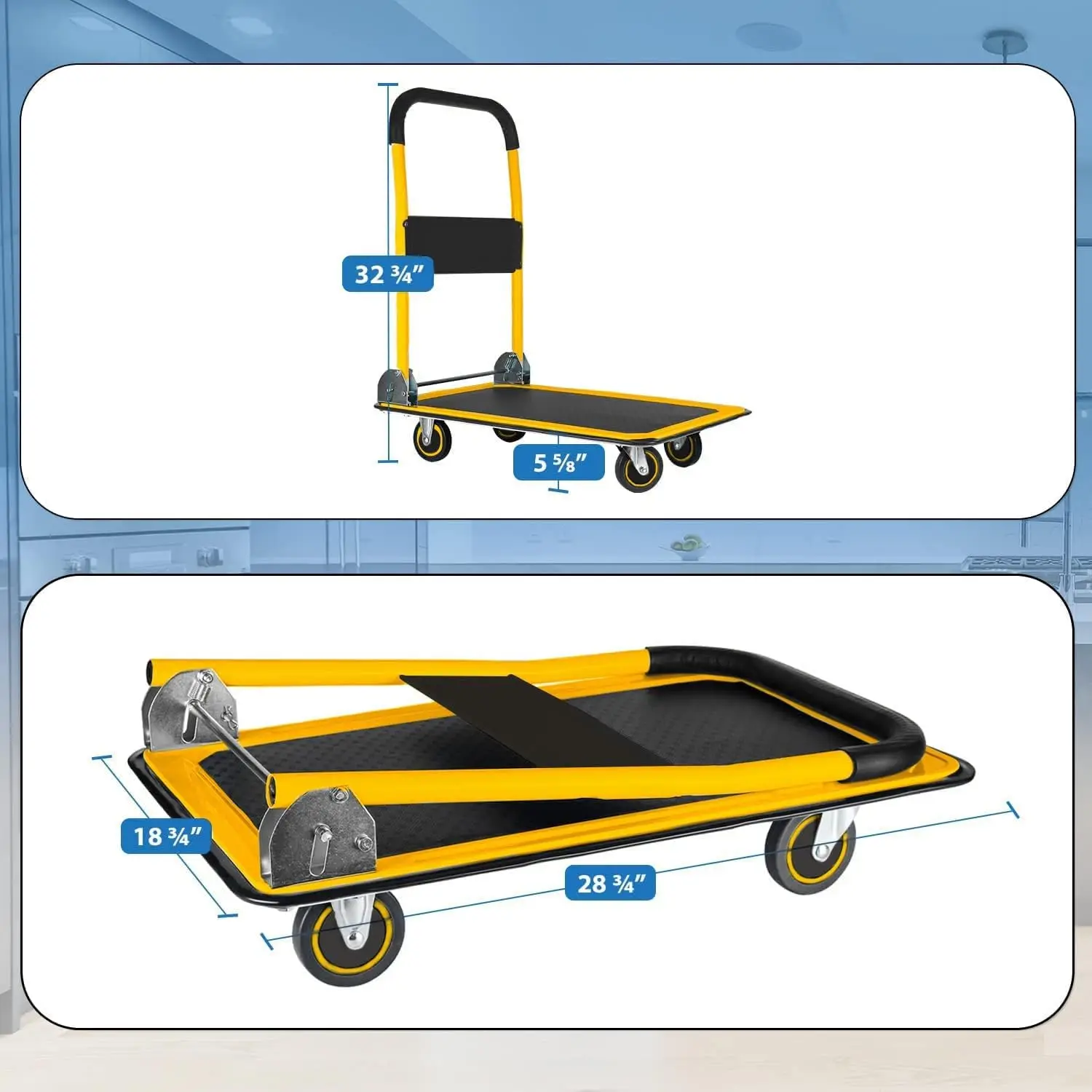 Imagem -02 - Plataforma Móvel Handcart Heavy-duty Economia de Espaço Carrinho Dobrável Punho Giratório Caminhão de Mesa 330 lb Capacidade