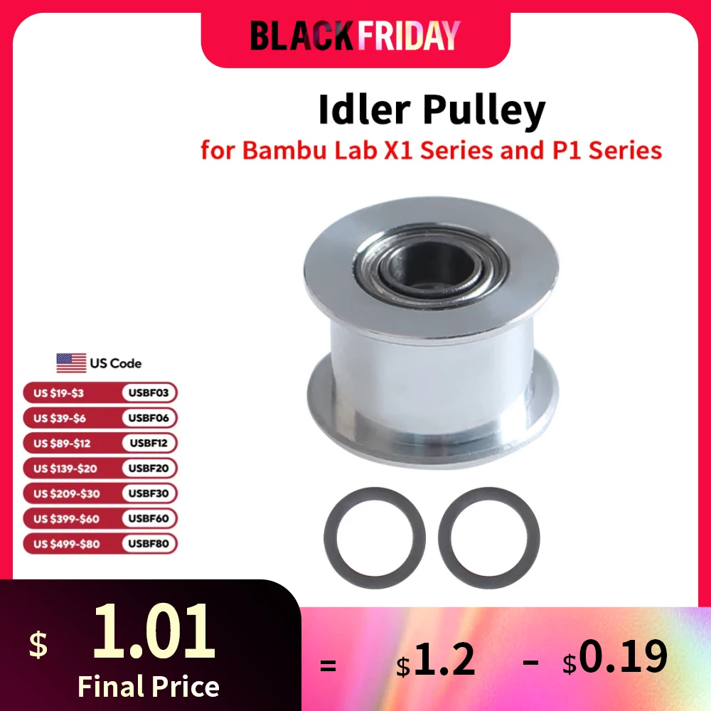 Toaiot Idler Pulley for BambuLab X1/P1 Series XY Belt Tensioner Idler Pulley Bore 5mm for X1/X1C/P1P/P1S 3D Printer Accessories