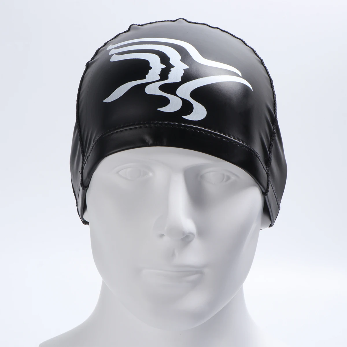 

Black PU Waterproof Swimming Cap Elastic Sun Protection Ear Cover Swimming Headwear for Women Girls Swim Accessories