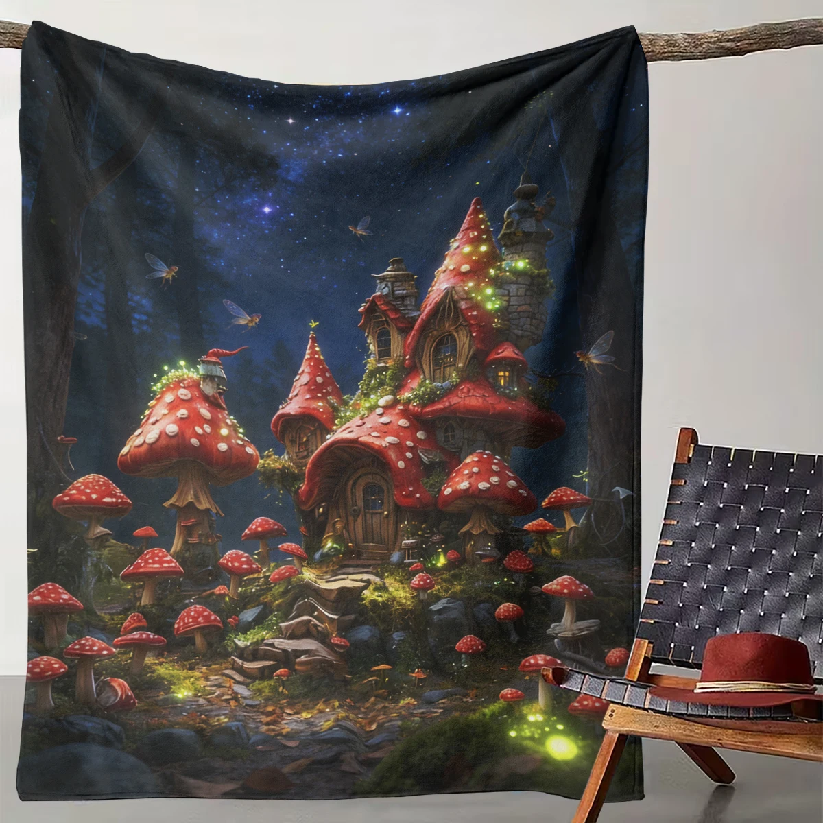 

1 Piece Dark Forest Mushroom House Fairy Fantasy Fairy Tale Blanket a Gift for All Seasons - Can Be Used for Bed Sofa Sports