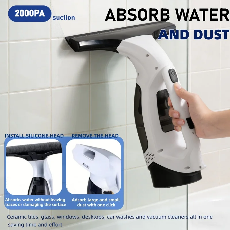 Bathroom Cleaning Tool, Dual-Purpose Water And Vacuum Cleaner, Household Cleaning Tool, USB Charging Window Cleaner, Glass Wiper