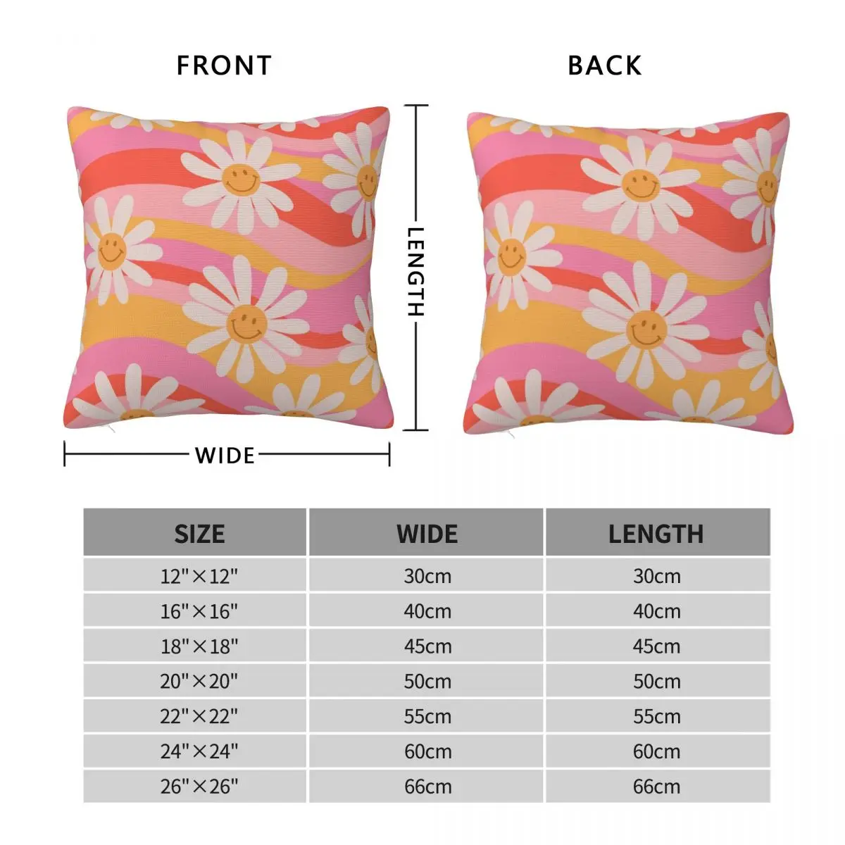 Wavy Daisies Pillowcase Polyester Linen Velvet Pattern Zip Decor Throw Pillow Case Home Cushion Cover