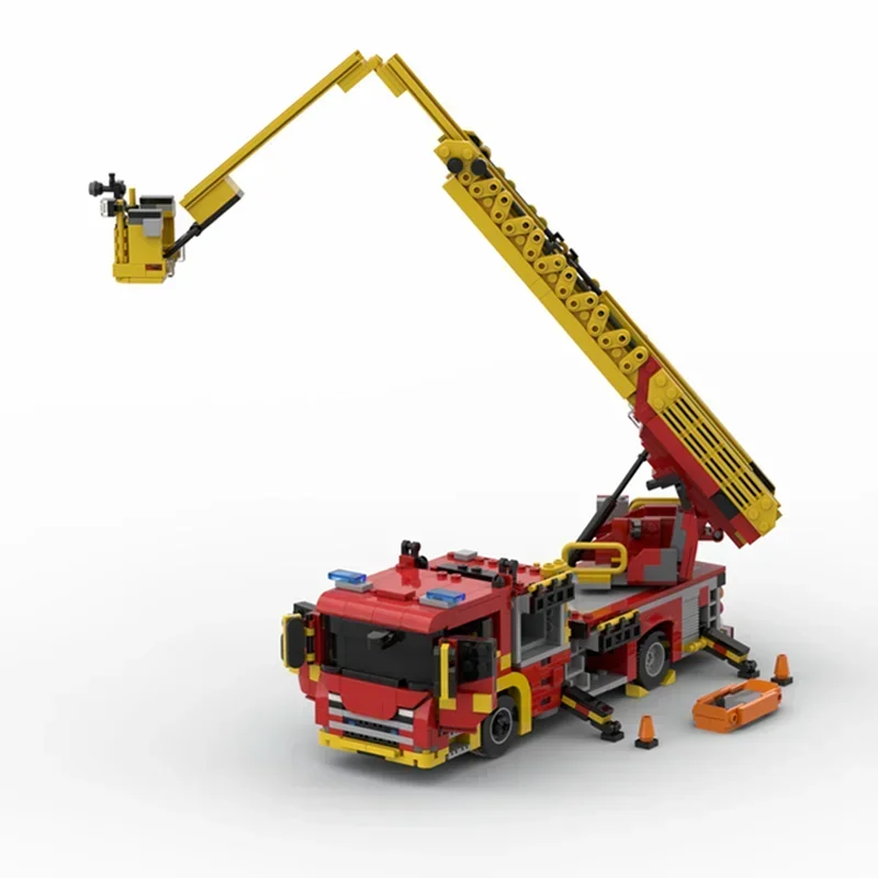 1079PCS MOC London Fire Brigade LFB - Scania 32M Turntable Ladder Model Building Blocks Stacking Bricks Creative Kid Gift Diymoc