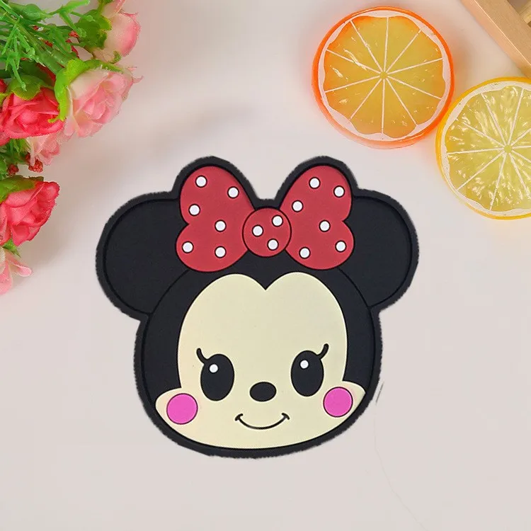 Disney Stitch Coaster Cute Cartoon Mickey Mouse Anime PVC Soft Rubber Coaster Heat Insulation Anti Scald and Anti Slip Pad