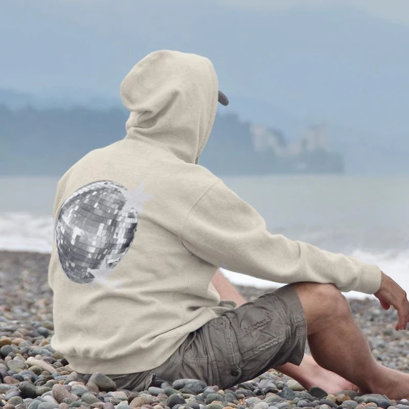 เสื้อฮู้ดเทรนดี้สไตล์ YK ลายลูกบอลสะท้อนแสง สไตล์สตอกโฮล์ม สวยงามแบบวัยรุ่น ดิสโก้ พร้อมลายดาว สำหรับฤดูใบไม้ร่วงและฤดูหนาว ให้ความอบอุ่น