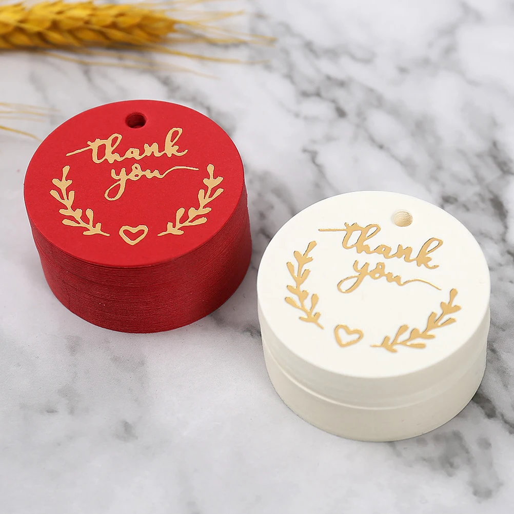 

100 Pcs Thank You Tags Round White Wedding Gift Labels for Favors Craft Bookmarks Celebrating Birthdays