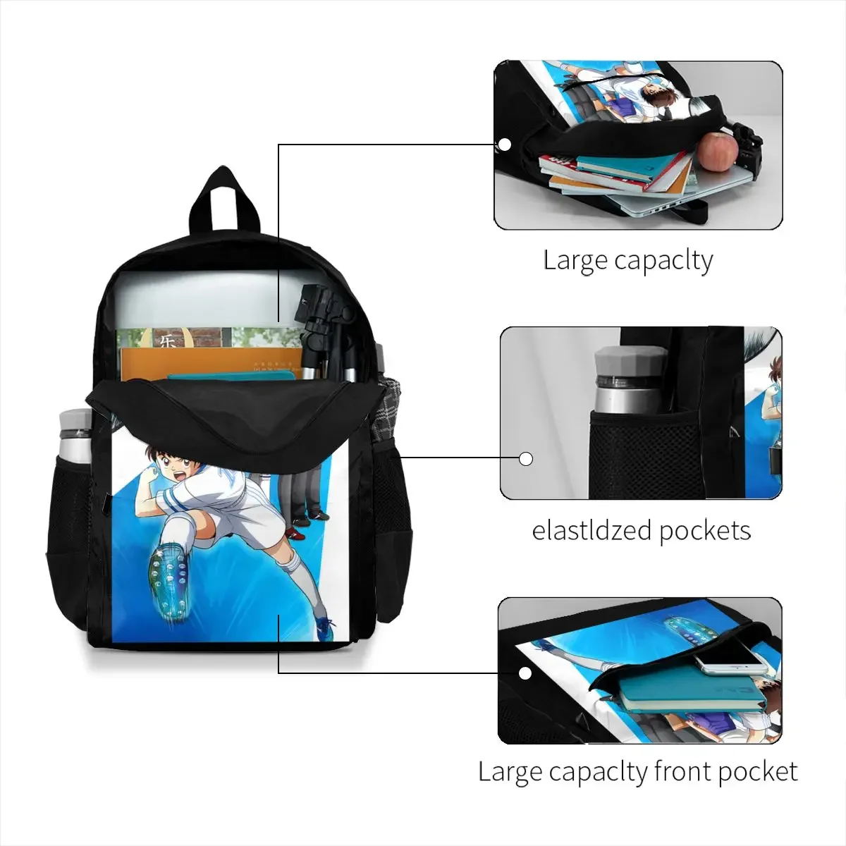 Holly E Benji Captain Tsubasa Cartone Calcio Large Capacity Backpack Cute Softback Gymnast Bag Clothes Backpacks