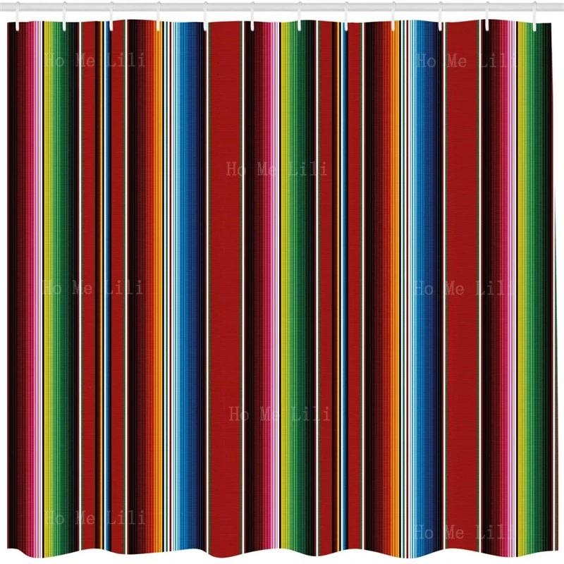 Abstract Vibrant Mexican Serape Colored Stripes Vertical Pattern Funky Modern Tile Illustration Latino Design Shower Curtain