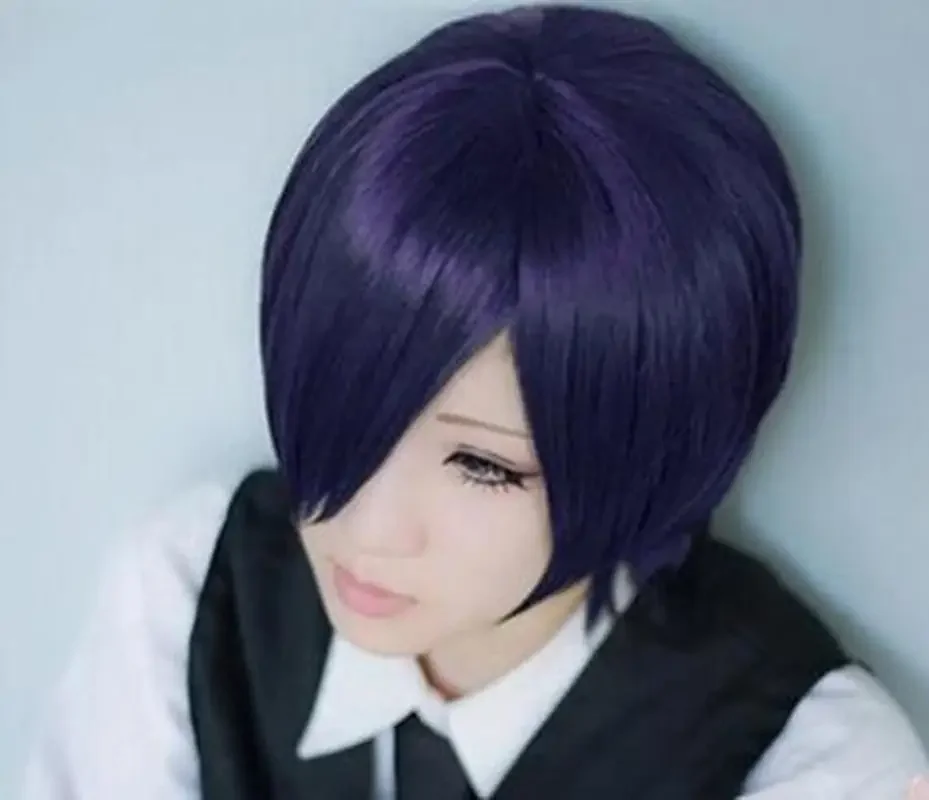 Toka Kirishima Touka Cosplay Wig Anime Tokyo Ghoul Short Purple Heat Resistant Synthetic Hair Wigs Costome Party Peruca Pelucas