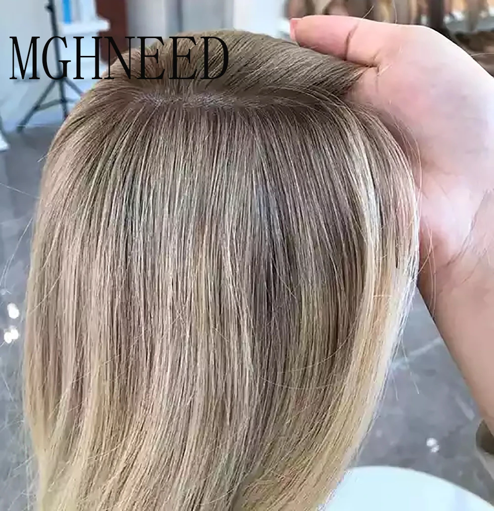 Mghneed Hoogtepunt Menselijk Haar Kant Frontale Pruik Donkere Wortels Ombre Braziliaanse Gekleurde Blonde Hd Transparante Lace Natural Straight