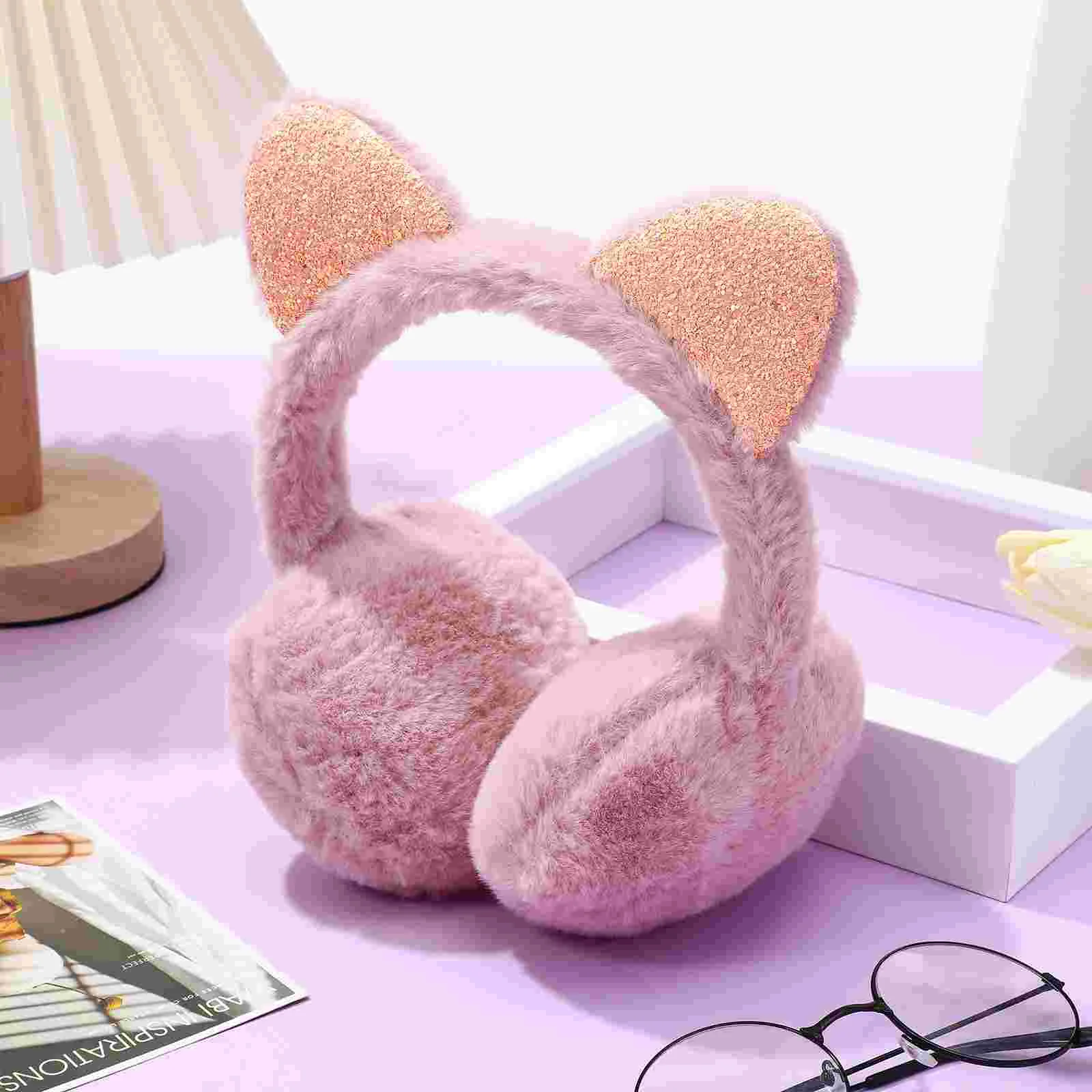 Ear Warmers Kids Muffs Plush Cat for Girls Headband Women Christmas Winter Earpiece