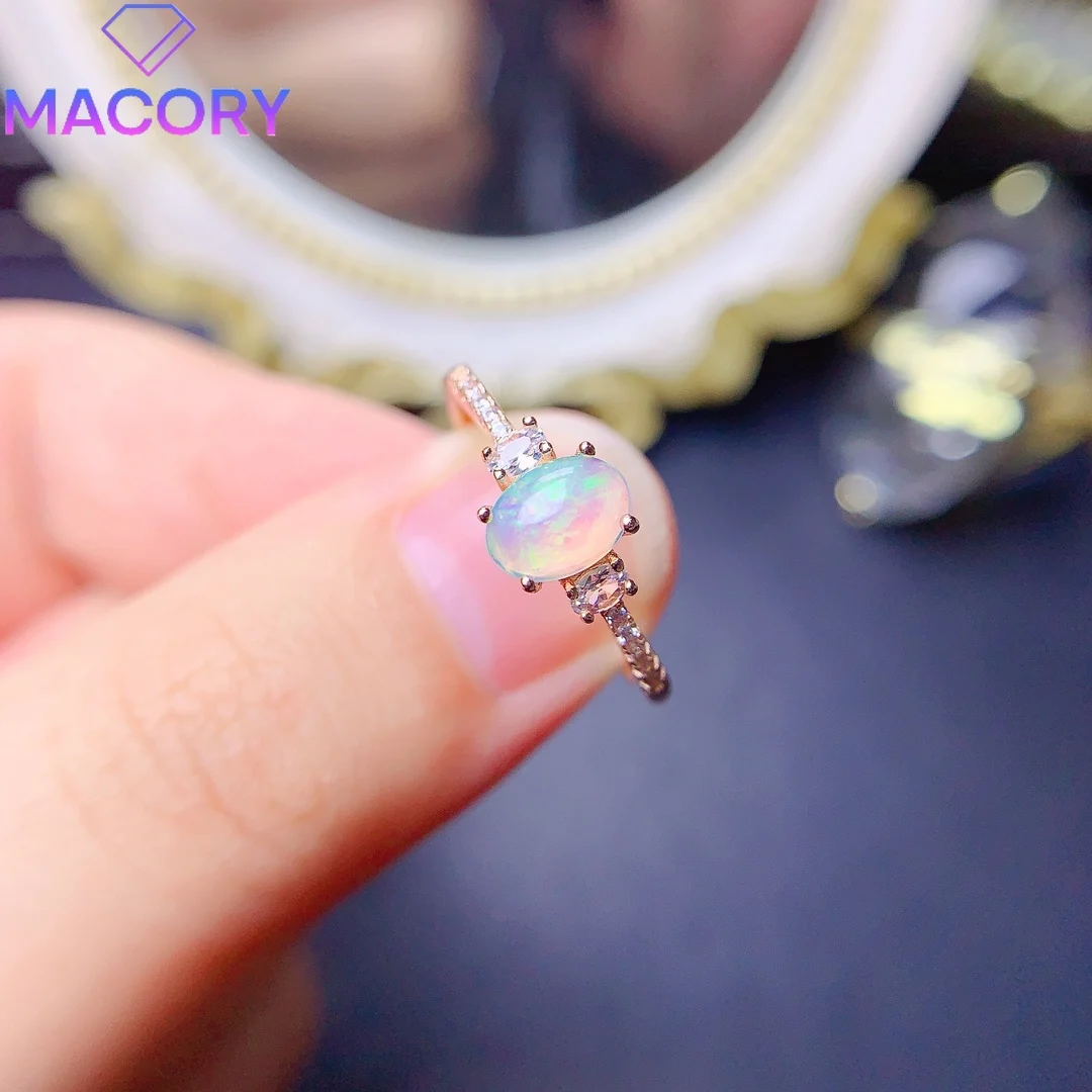 Natural Opal ring female luxury 925 silver jewelry with certificate luxury brand replica ring female free delivery.