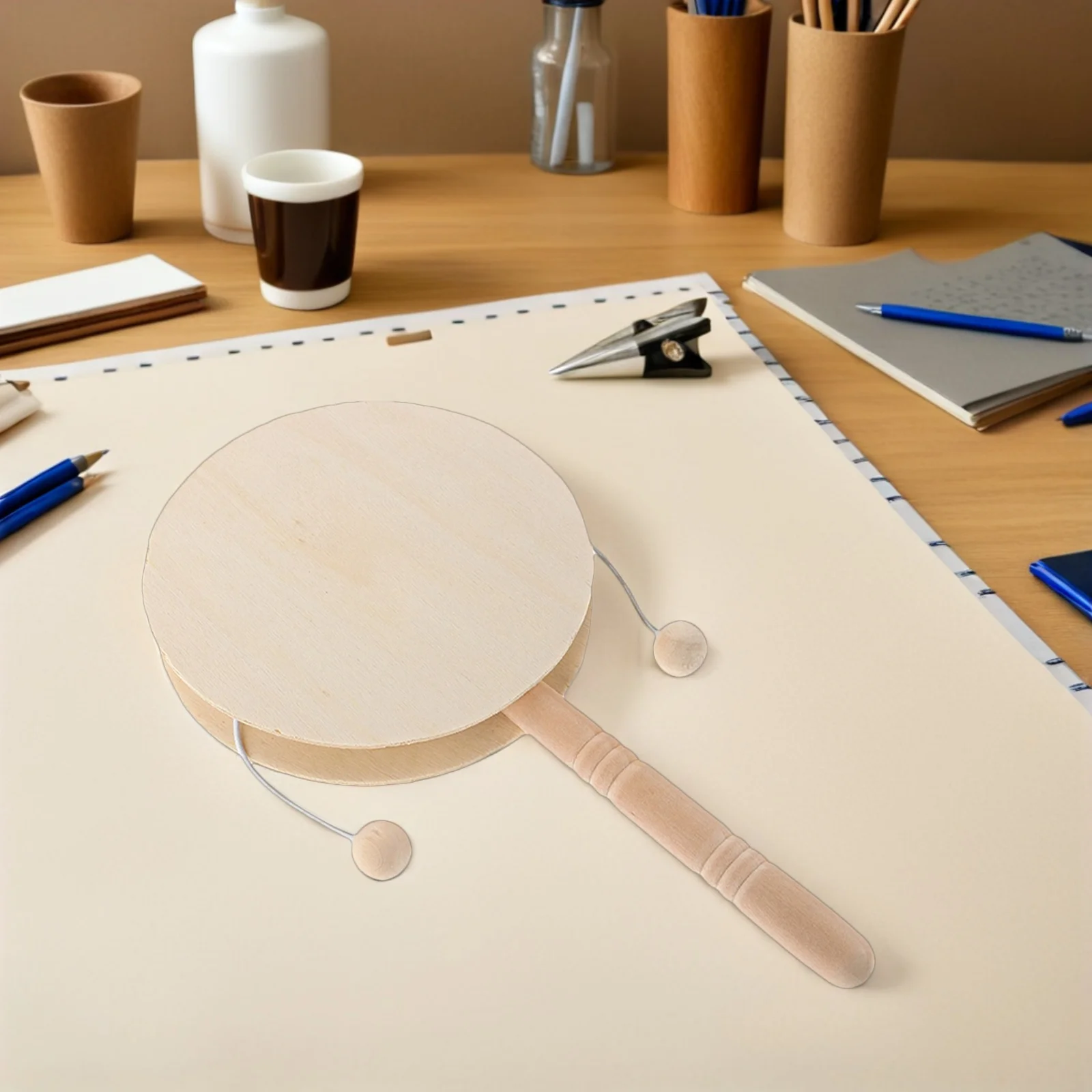 Tambores sonajero de madera creativos sin pintar para niños, tambores de mono para el desarrollo de habilidades motoras finas y de imaginación, 10 Uds.