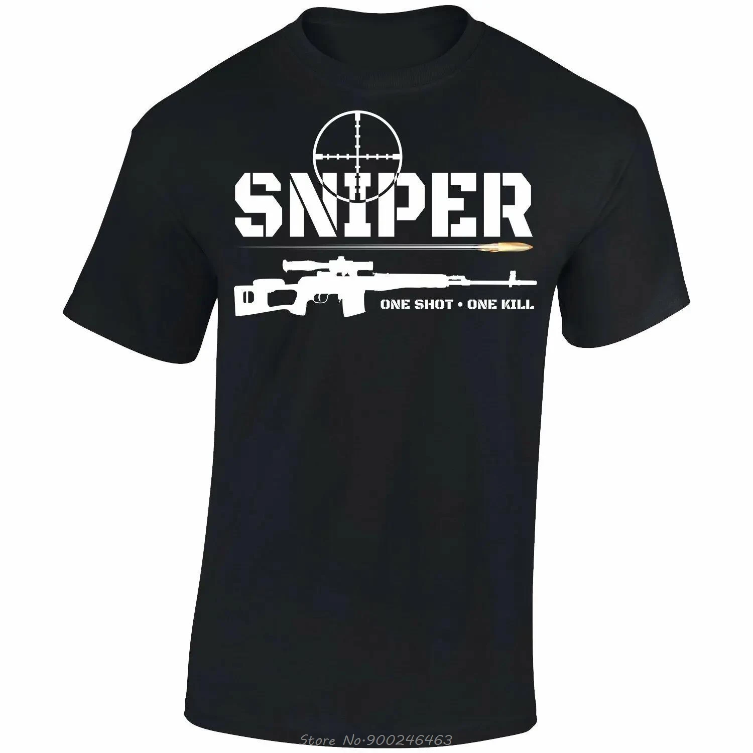 Unique Design Sniper One Shot One Kill T-shirt Cotton Short Sleeve O-Neck Men T Shirt New Oversized Streetwear Casual Tshirt