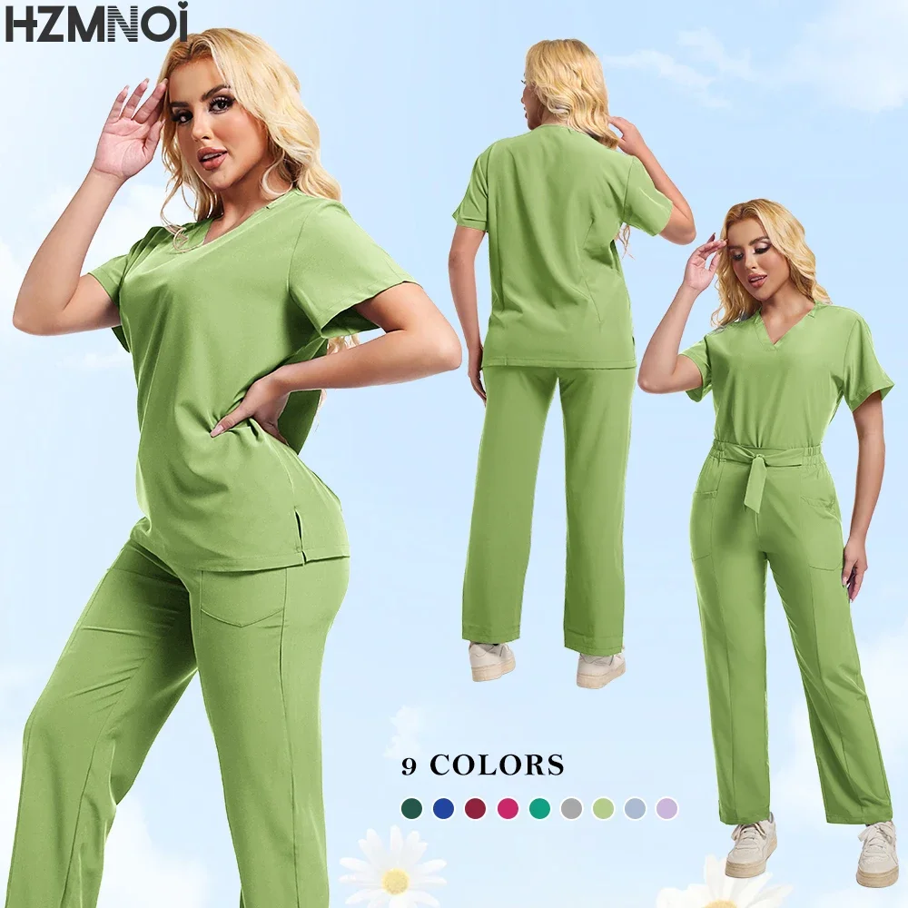 Seragam Kecantikan Kualitas Tinggi Wanita Diskon Besar Seragam Rumah Sakit Grosir Celana Atas Saku Set Scrub Seragam Perawat Medis