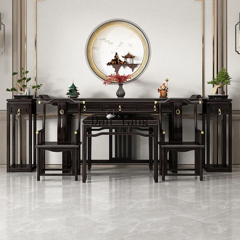 YJ new Chinese-style middle hall six-piece set of solid wood incense table  eight immortals table household Buddhist altar