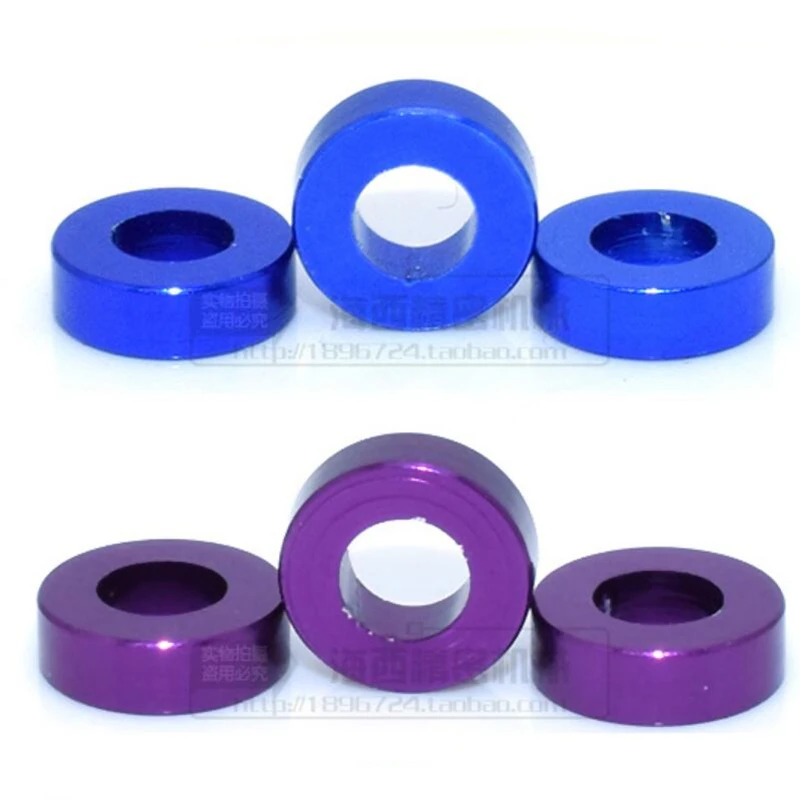 50pcs M3 Aluminum flat washer M3*6*0.25/0.5/1/1.5/2/2.5/3mm colorful aluminum alloy bushing gasket washer plain washers