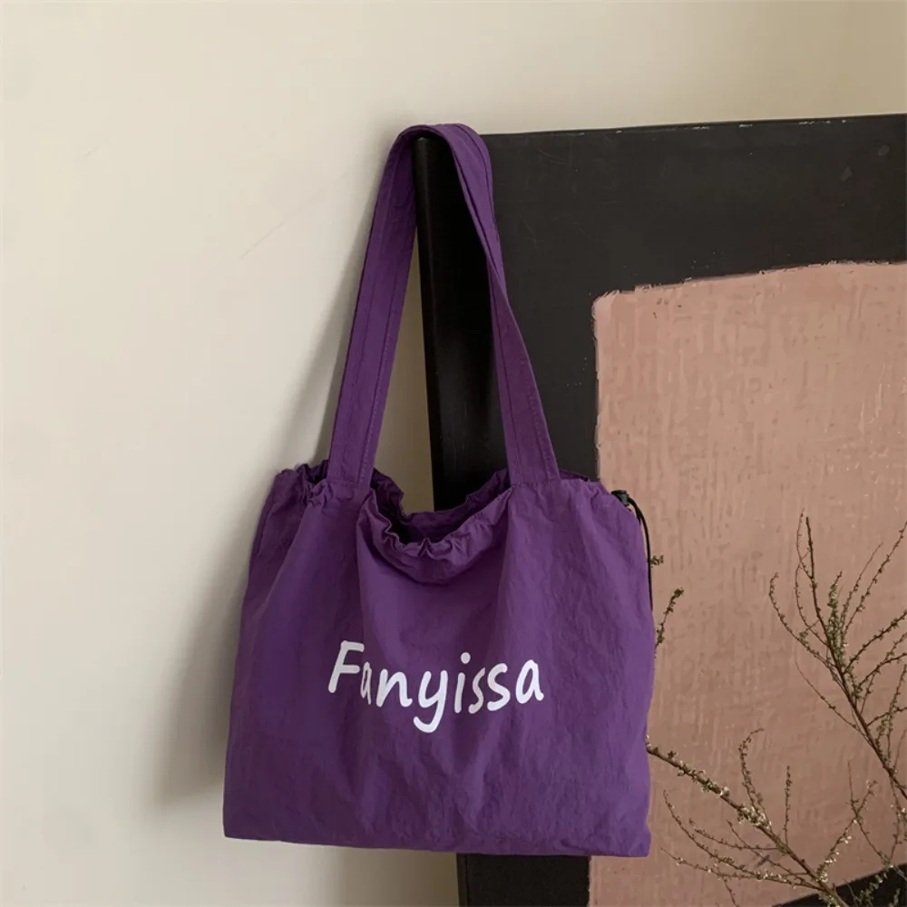 

Простые корейские сумки-тоут на шнурке Легкая повседневная сумка для покупок Дизайнерская сумка через плечо большой емкости с буквами на каждый день