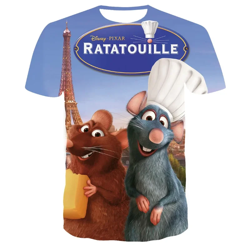 Disney Anime Movie Ratatouille 3D Print T-shirt Cute Cartoon Boys Girls Short Sleeves T Shirt Fashion Harajuku Street Tops Tees