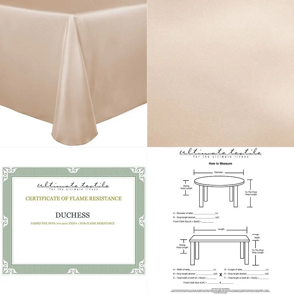 

10 Pack Bridal Satin 108 x 156Inch Rectangular Tablecloth, Cafe Khaki Brown