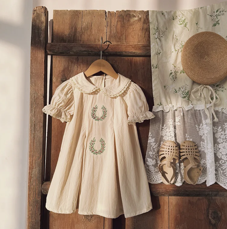 

New Baby Girls Summer Cotton Lace Dress, Princess Kids Sweet Dress 2-7 T