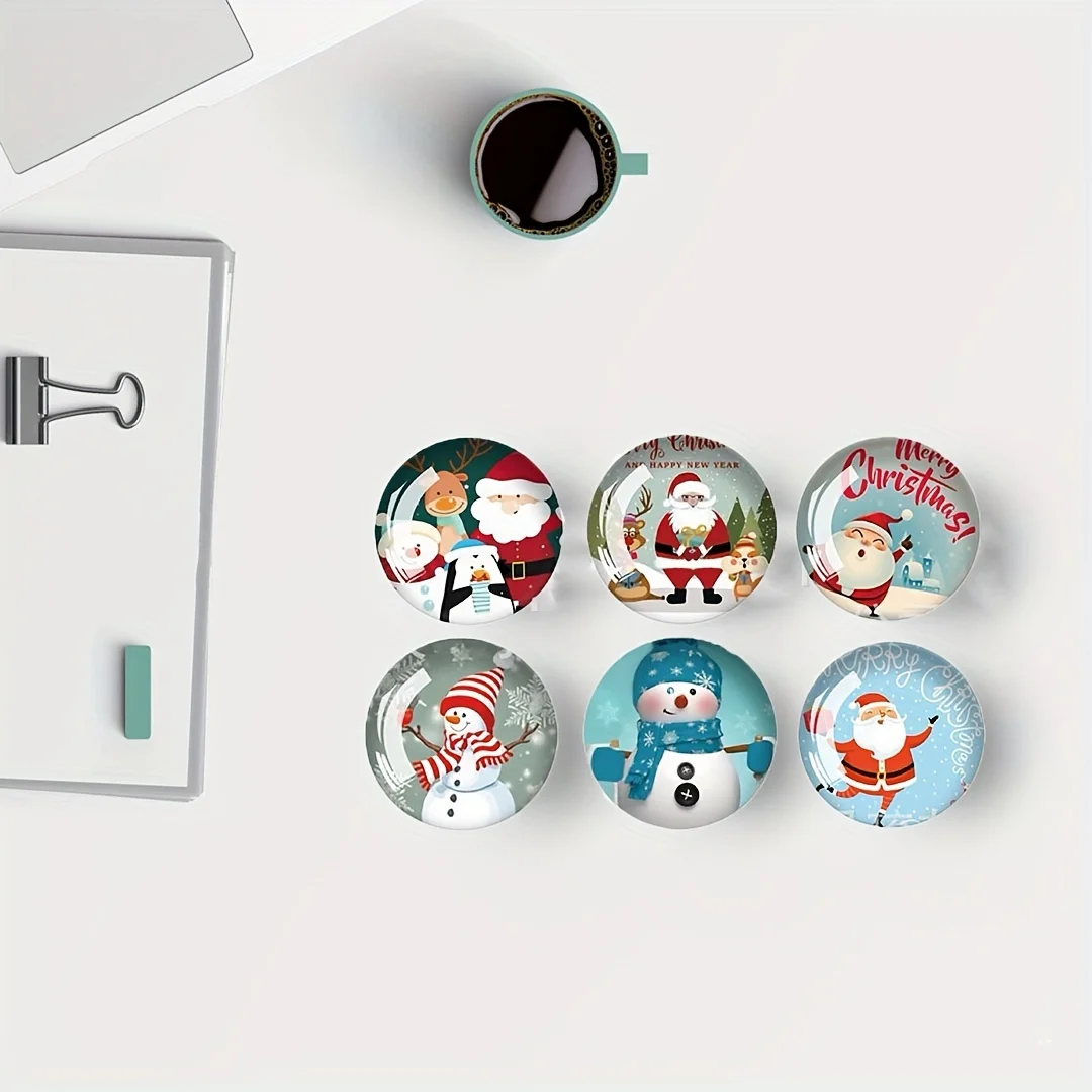 12 Stück Weihnachts-Kühlschrankmagnete mit Weihnachtsmann, Schneemann und Rentier aus Acryl, Niedliche Weihnachtsmotive für Küche und Zuhause, Dekorative Geschenke