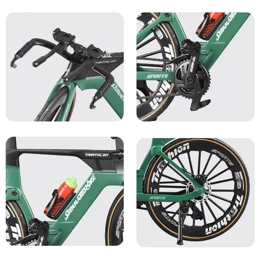 New Simulated Road Bike Model 1:8 with Water Bottle Alloy Road Bike Colorful Red Blue Green Collectible Bike Toy Desktop Decor