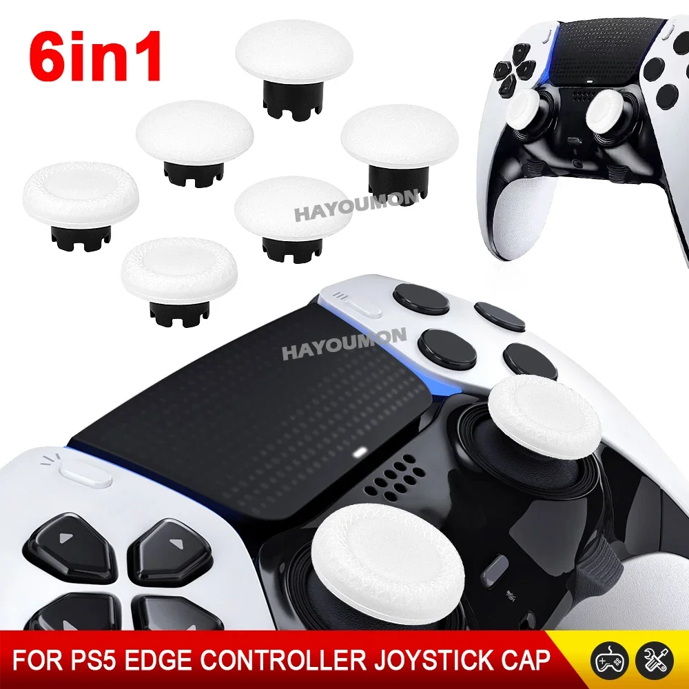 6PCS/Set White Black Replacement Thumbstick for PS5 Edge Controller Analog Stick Joystick Caps for PS5 Edge Handle Gampad Access