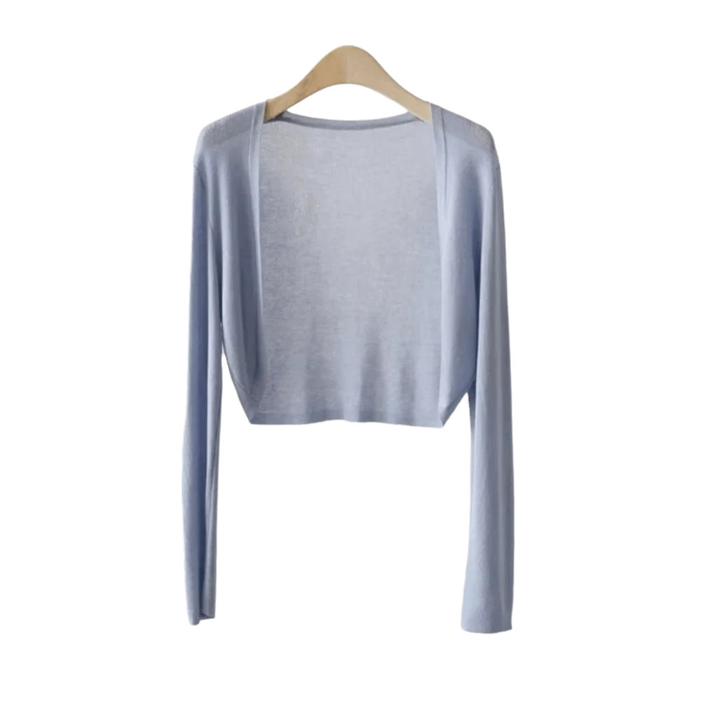 New Sun Protection Cardigan Coat Short Length Thin Knitted Ice Silk Shawl Breathable Knitted Cardigan Summer