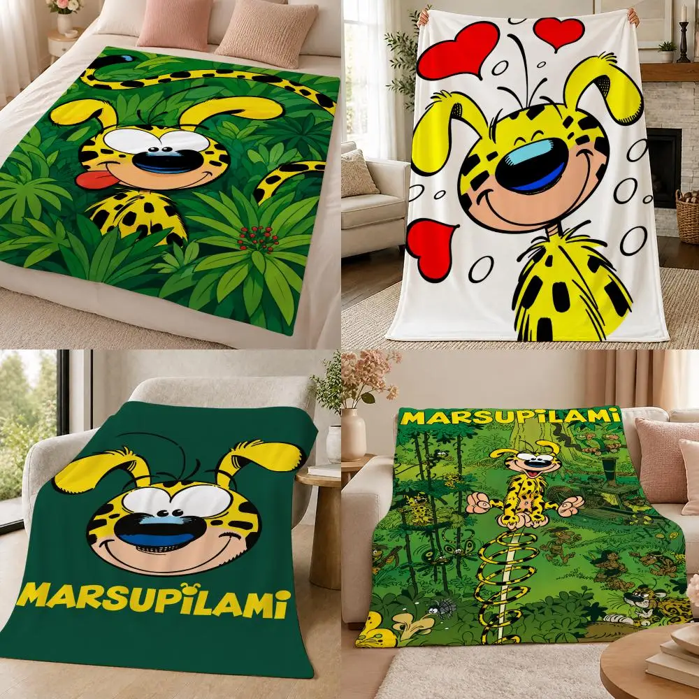 Cartoon M-Marsupilami European Adventure Cartoon Throw 320g Soft Flannel Fleece Throw Blanket Cover Sofa Bed Dorm Nap