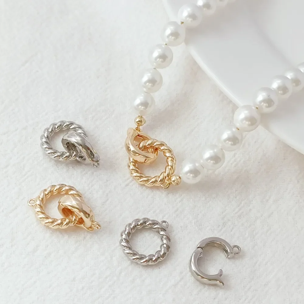 

14K Gold-plated Round Twisted Linen Wreath, Link Buckle, End Buckle, Diy Handmade Bracelet, Necklace, Buckle Material