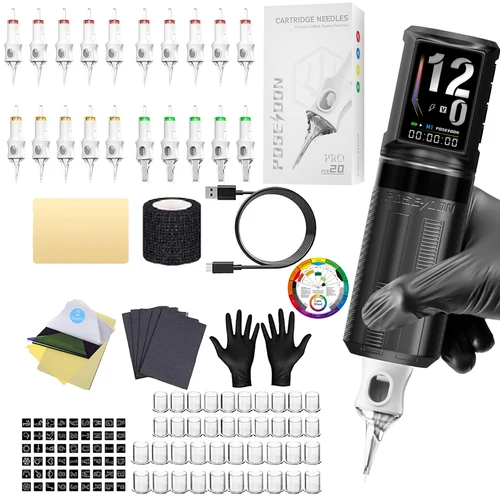 Imagen 2 del producto Kit de tatuaje POSEIDON V6, Kit de pluma de tatuaje para maquillaje permanente, Kit de máquina de tatuaje profesional inalámbrico HM163, Kit de pistola de tatuaje